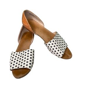 Latigo Milly sandals shoe, Size 8, polka dot leather, cognac, D’Orsay